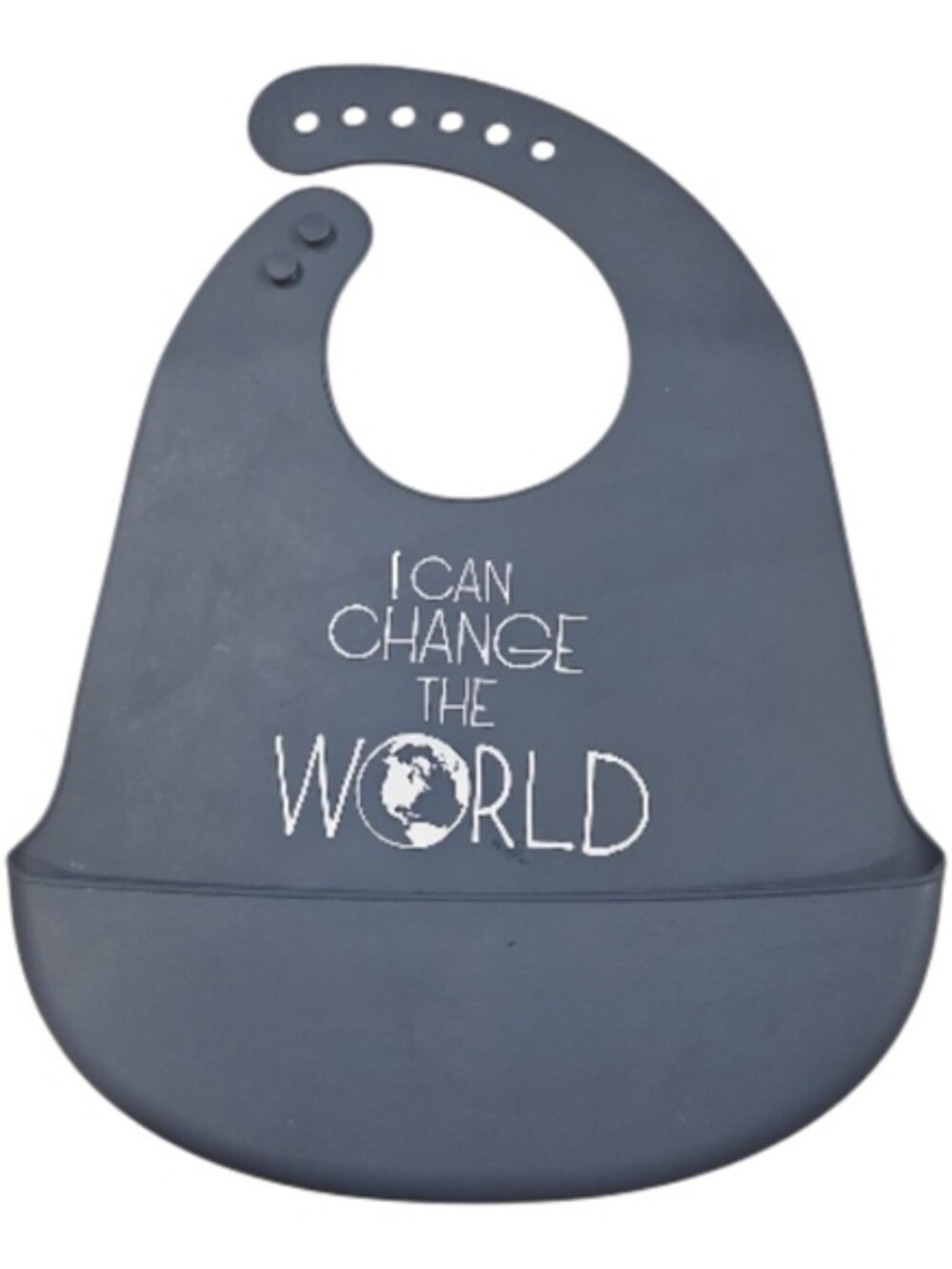 Lila & Jack Silicone Bib With Catch Pocket Gray & White